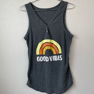 Custom Made Good Vibes Half Button Down Tank Top